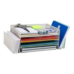Mind Reader Metal Desktop Organizer Letter Tray, 16.75"L x 9.15"W x 6"H, White (4TSIDE2-WHT)
