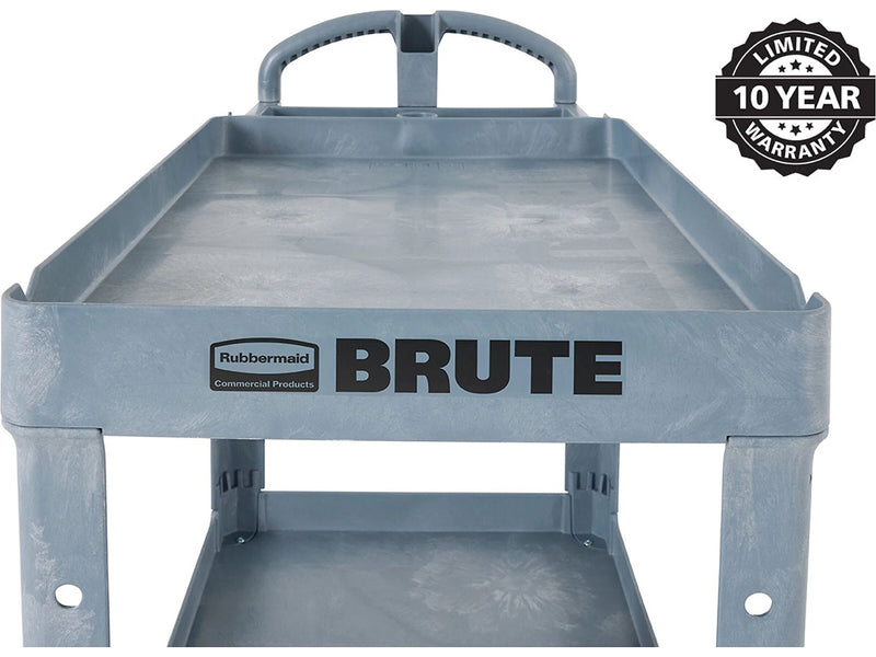 Rubbermaid BRUTE 2-Shelf Foam Mobile Heavy-Duty Utility Cart with Locking and Swivel Casters, Gray (2192464)