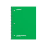 Staples 1-Subject Notebook, 8" x 10.5", Graph Ruled, 70 Sheets, Green (ST23987C)
