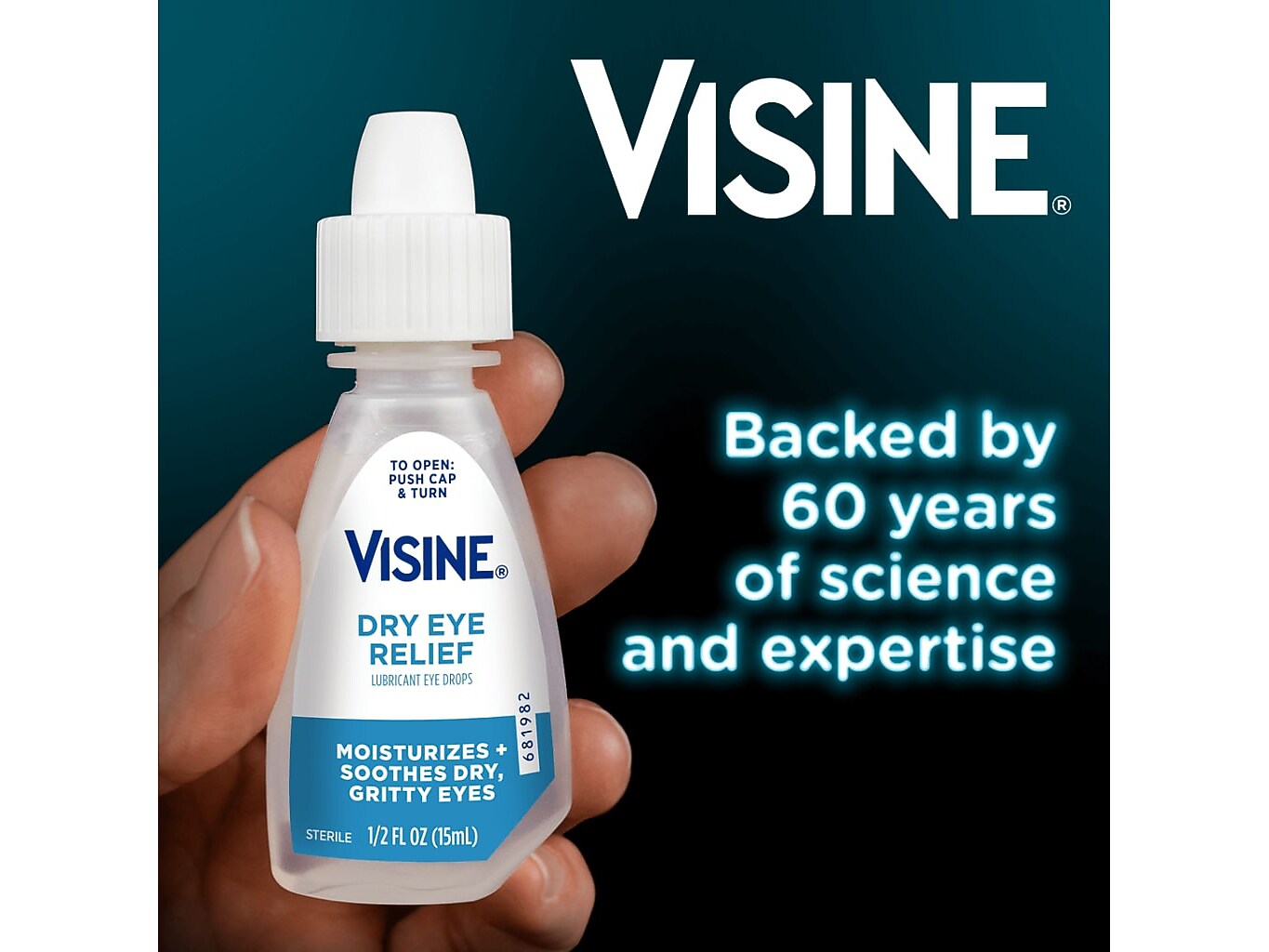 Visine Dry Eye Relief Lubricant Eye Drops, 15mL, 2/Box (49374)