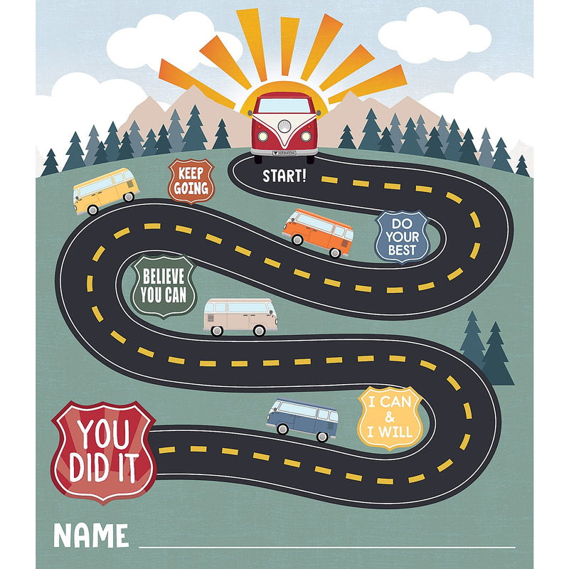 Teacher Created Resources Moving Mountains Road Trip Reward Trackers with Stickers, 5.25" x 6", 3 Packs/Bundle (TCR6869-3)