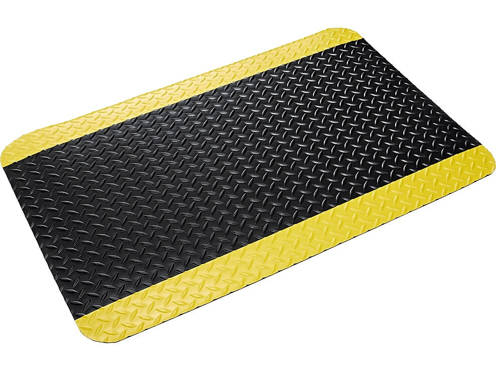 Crown Mats Workers-Delight Deck Plate Supreme Anti-Fatigue Mat, 36" x 144", Black/Yellow (WD 1232YB)