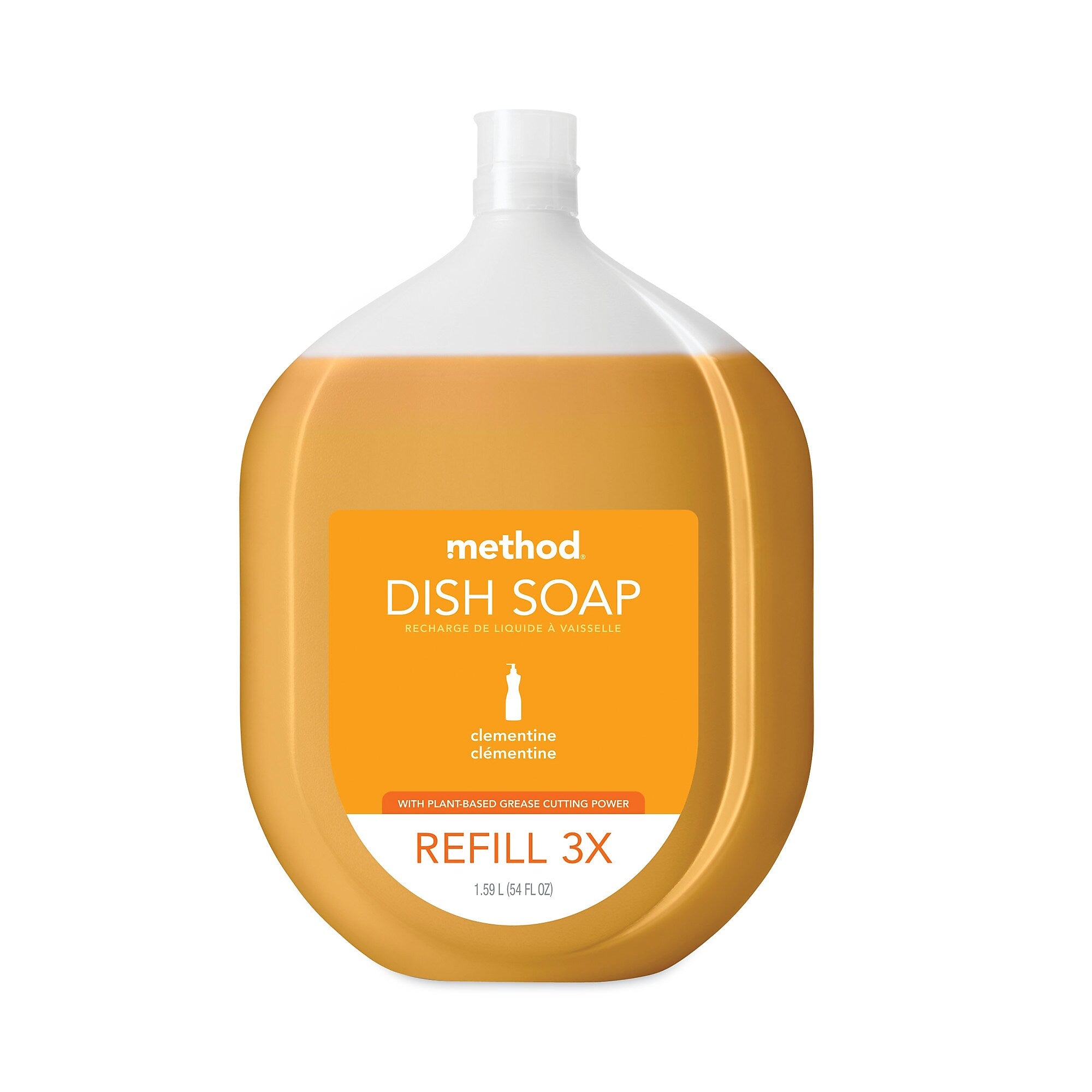 Method Dish Soap Refill Tub, Clementine Scent, 54 oz Tub, 4/Carton (MTH10576)