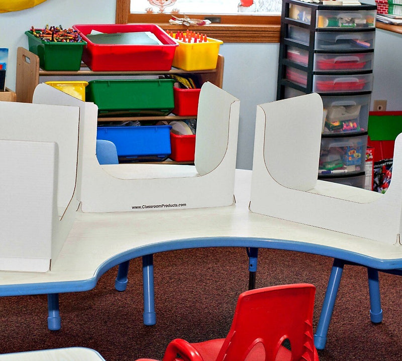 Classroom Products Foldable Cardboard Freestanding Privacy Shield, 13"H x 20"W, White, 40/Box (WS1340 WH)