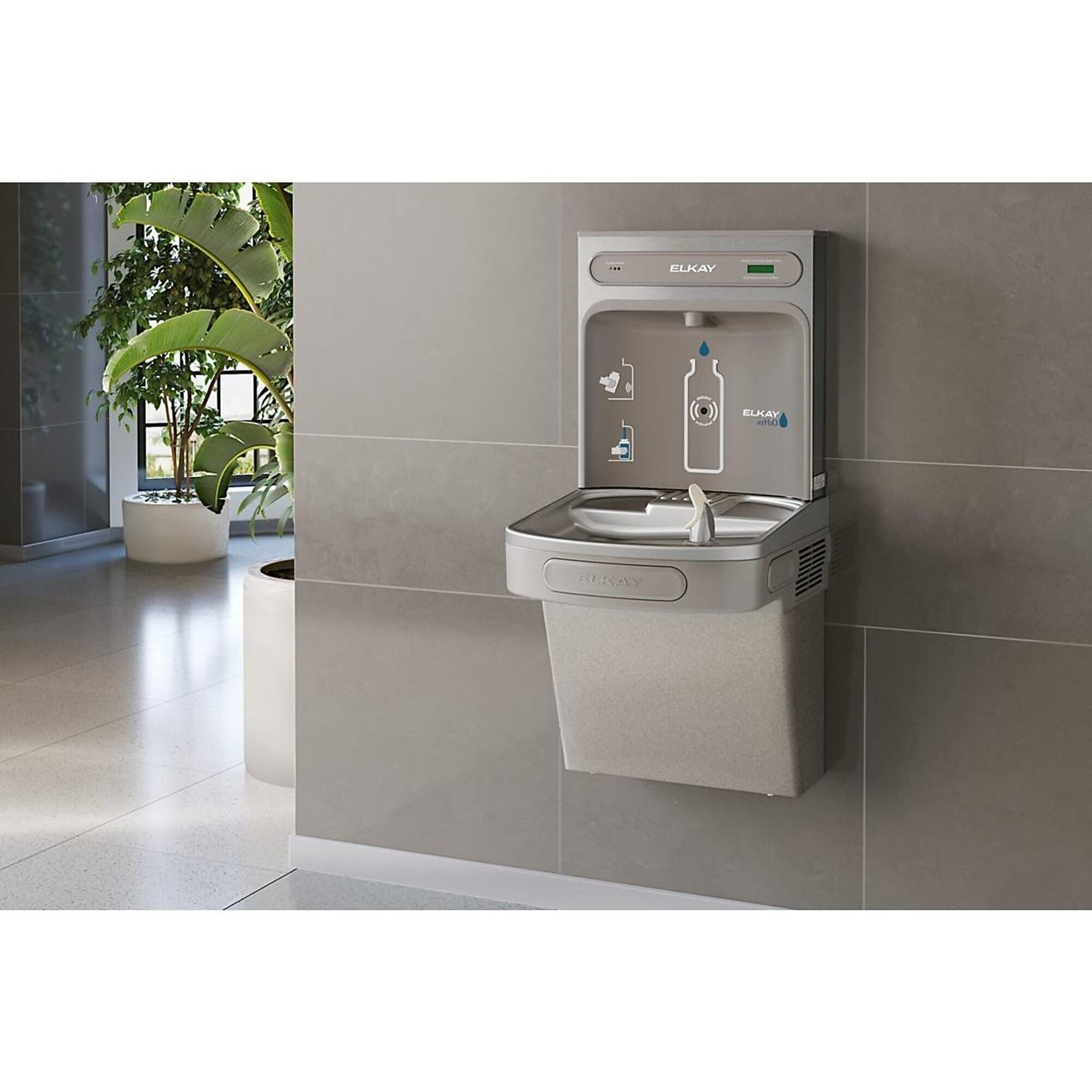 Elkay ezH2O Wall Mounted Drinking Fountain and Hands Free Bottle Filling Station, Filtered (LZS8WSSK)
