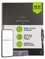 Rocketbook Core Reusable Smart Notebook, 8.5" x 11", Lined Ruled, 32 Sheets, Black (EVR2-L-RC-A)