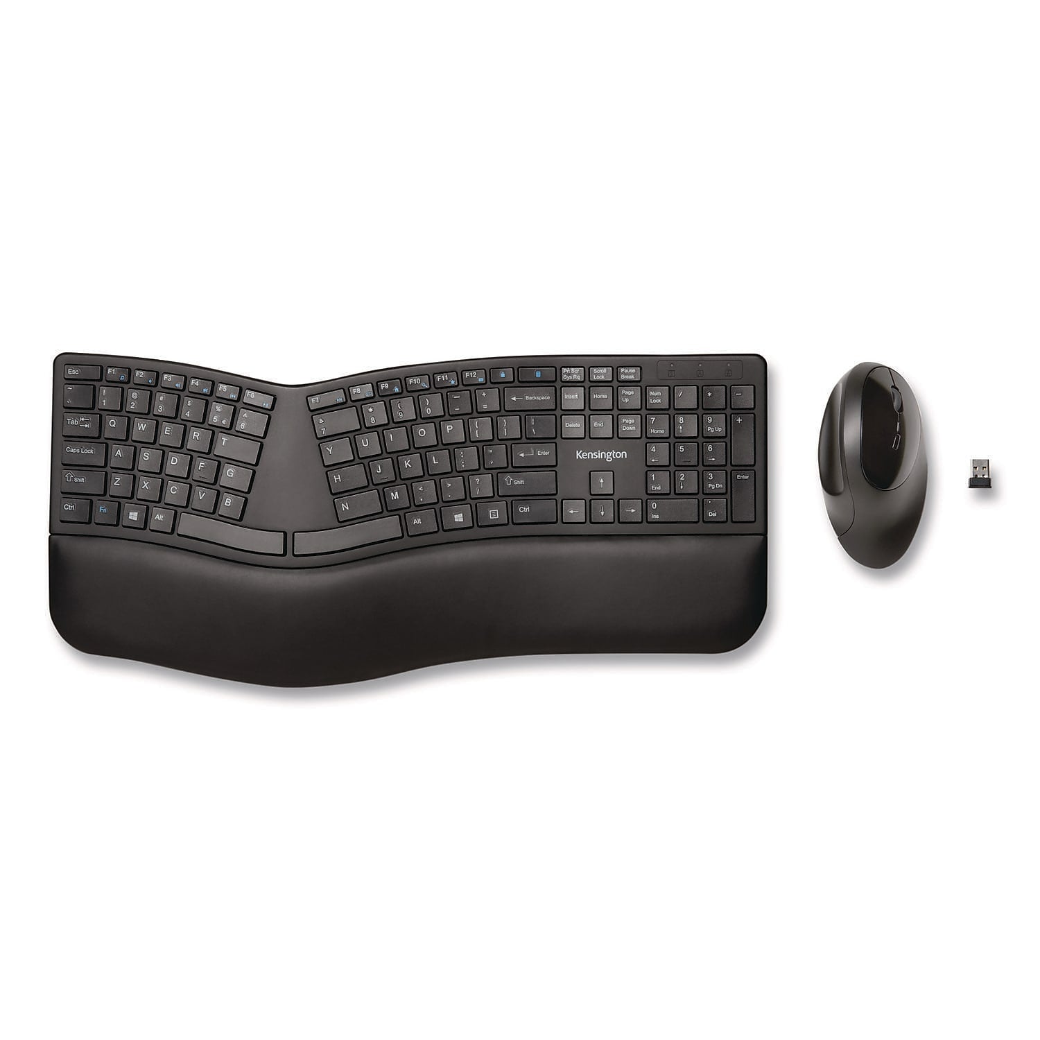Kensington Pro Fit Ergo K75406US Wireless Ergonomic Keyboard and Optical Mouse Combo, Black (KMW75406)