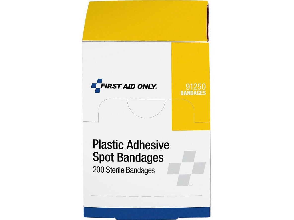 First Aid Only Plastic Spot Adhesive Bandages, 200/Pack (91250)