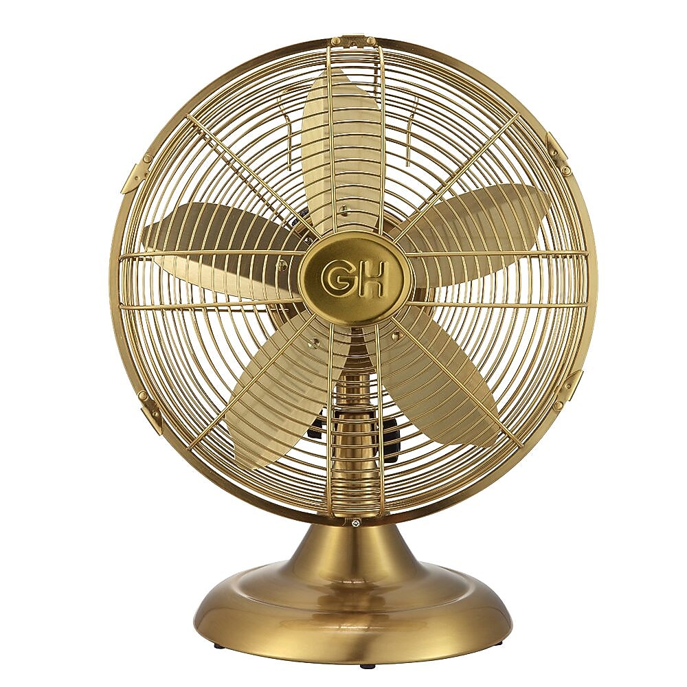 Good Housekeeping 12" Oscillating Desk Fan, 3-Speed, Satin Brass (92613)