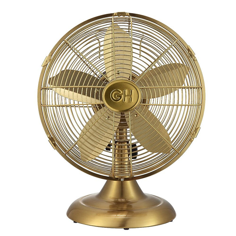 Good Housekeeping 12" Oscillating Desk Fan, 3-Speed, Satin Brass (92613)