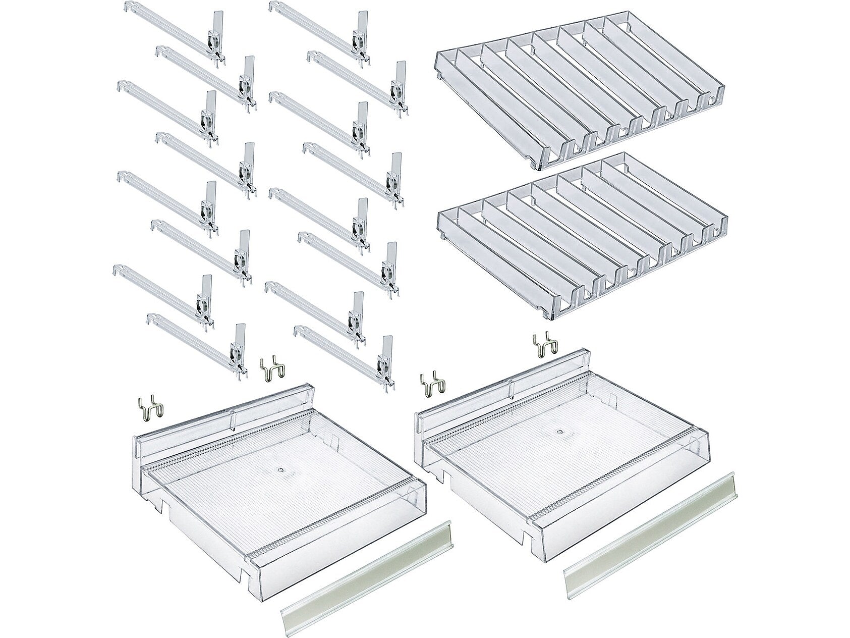 Azar 2.63" x 12" Pegboard 8-Compartment Cosmetic Tray, Clear, 2/Pack (225830-8COMP-CLR-2PK)