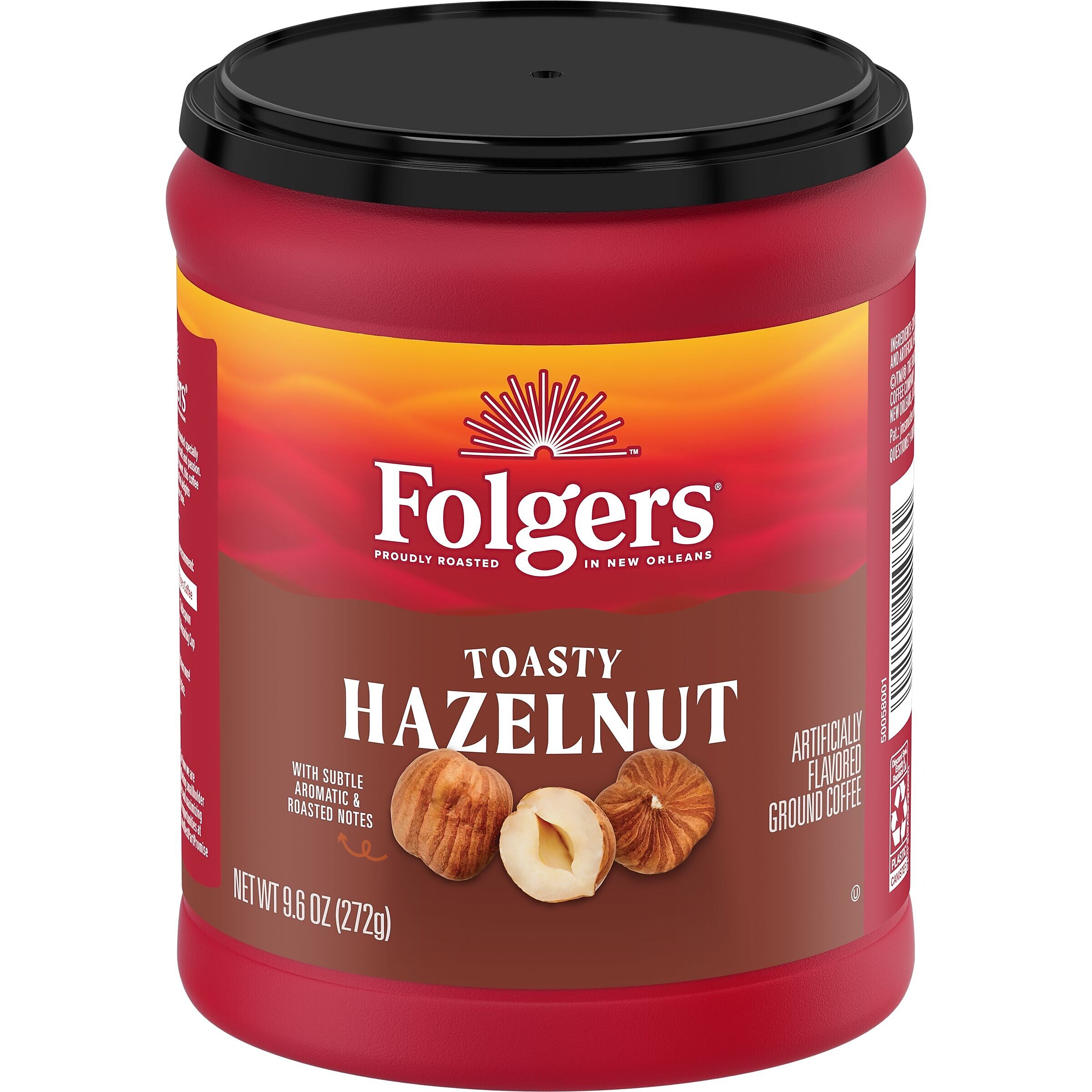 Folgers Toasty Hazelnut Ground Coffee, 9.6 oz. Canister(2550011037)