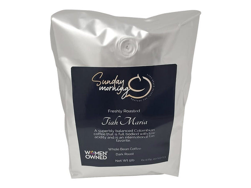 Sunday Morning Coffee Tiah Maria, Medium Dark Roast, 80 oz. (V1-AJ9ZMUNN-5LB)