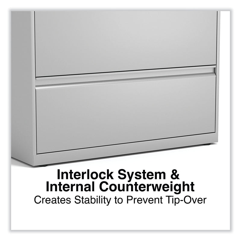Alera 3-Drawer Lateral File Cabinet, Letter/Legal Size, Lockable, 40.25"H x 36"W x 18.63"D, Light Gray (ALEHLF3641LG)