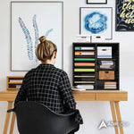 AdirOffice 500 Series 16-Compartment Literature Organizers, 20" x 11.8", Black, 2/Pack (500-16-BLK-2PK)