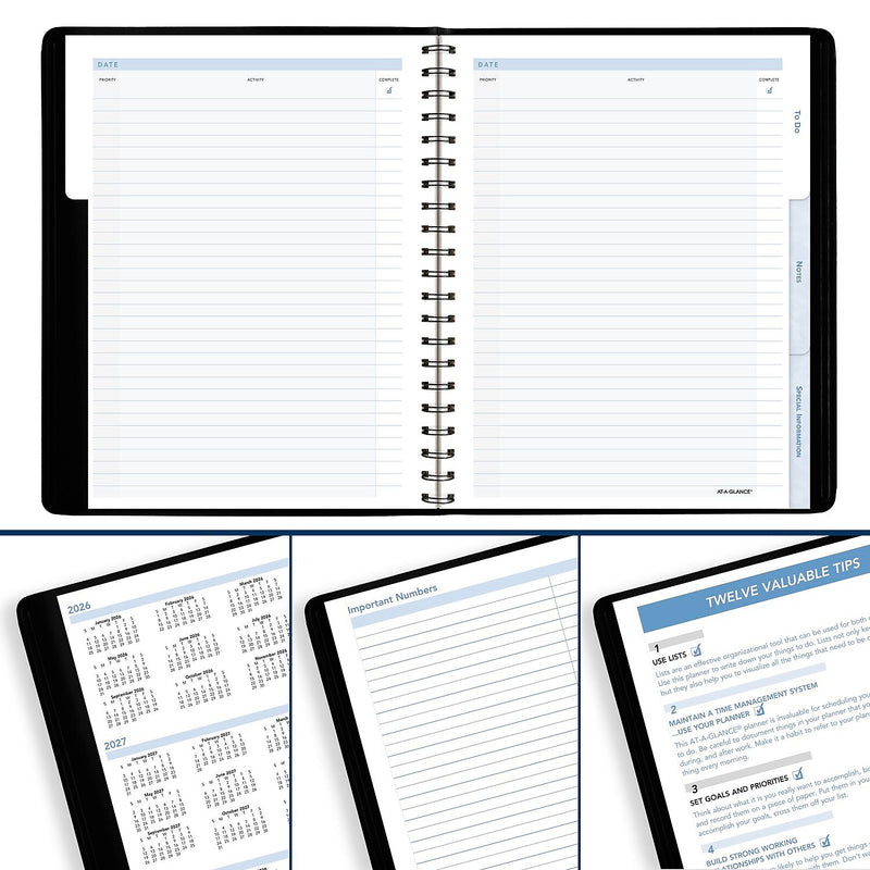 2026 AT-A-GLANCE The Action 8" x 11" Weekly Appointment Book, Faux Leather Cover, Black (70-EP01-05-26)