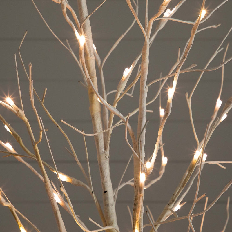 Nearly Natural 6-ft Pre-Lit Artificial White Birch Tree with 90 White LED Lights (T4931)