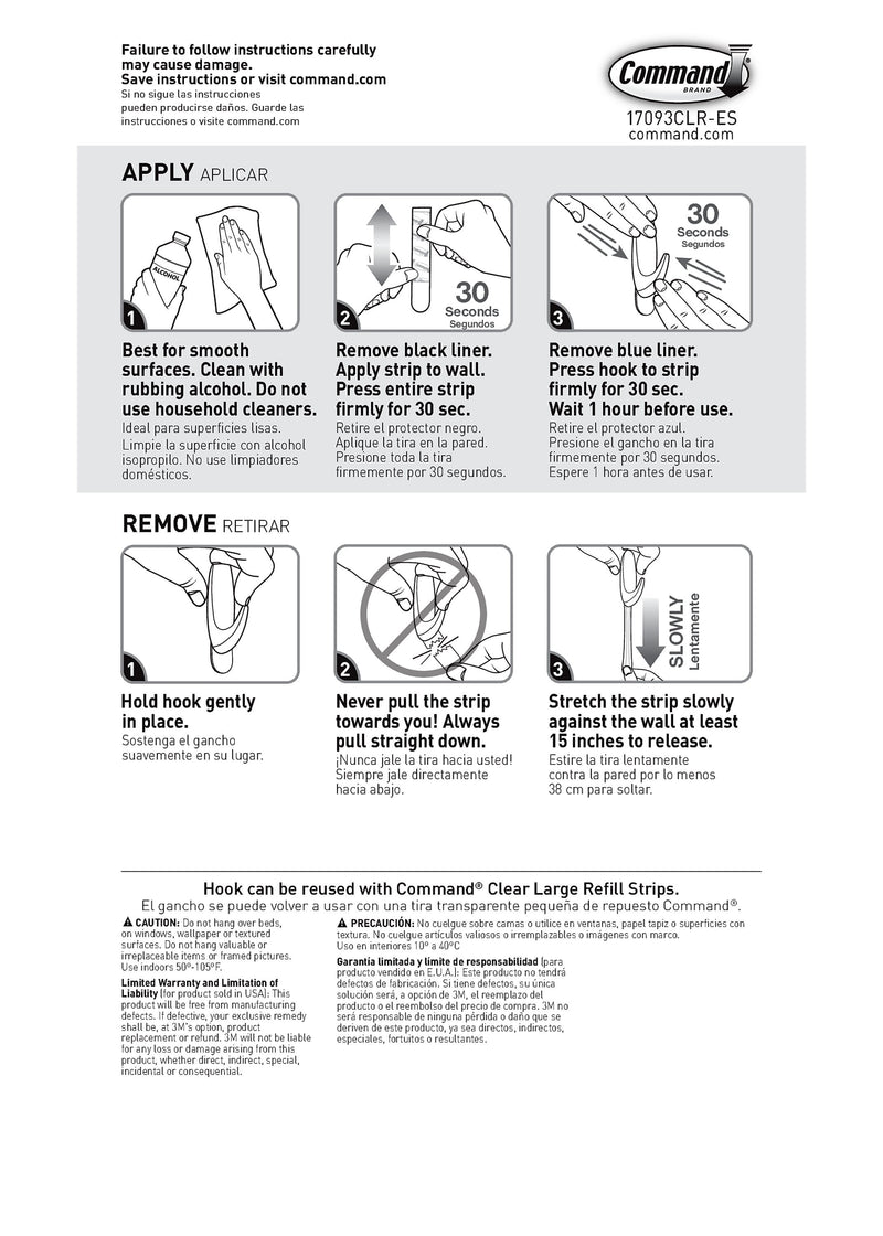 Command Large Hook, 4 lb., Clear (17093CLRES)