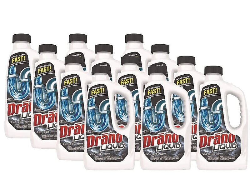 Drano Liquid Drain Cleaner, 32 oz Safety Cap Bottle, 12/Carton (SJN335712)