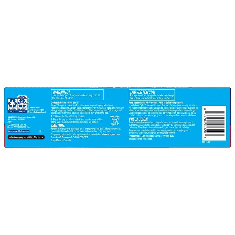 Ziploc Storage Bags, Gallon, 38/Box (314470)