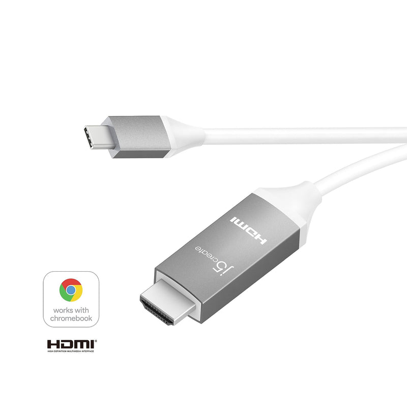 j5create 6' USB-C to HDMI Audio/Video Cable, Male to Male, Gray (JCC153G)