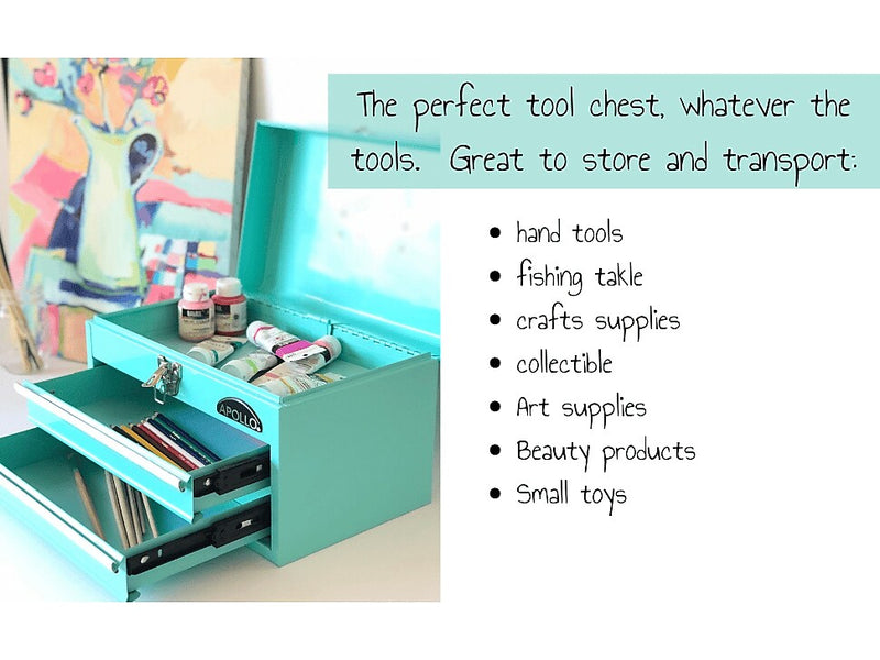Apollo Tools 2-Drawer Tool Chest, Steel, Aqua Green (DT5010-GR)