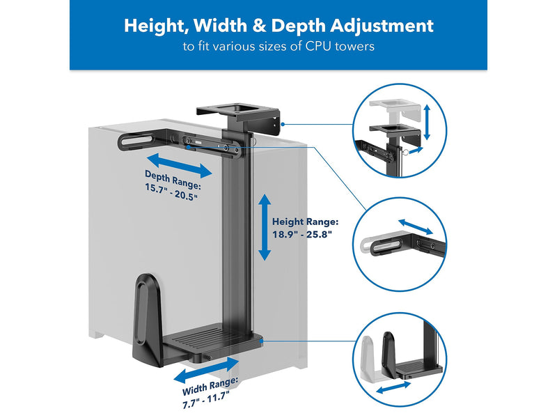 Mount-It! Steel CPU Heavy-Duty Under-Desk/Wall Mount, Matte Black (MI-7171)