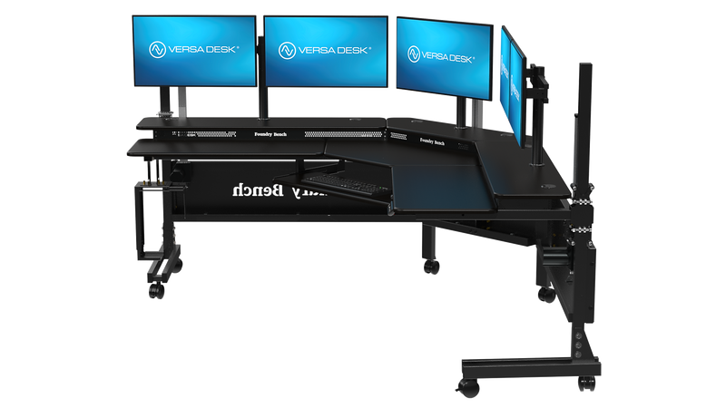 VersaDesk Foundry Bench 80"W Electric Corner Adjustable Standing Desk, Black (FBC8080-BB-APP)