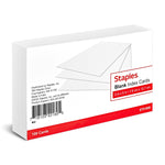 Staples 3" x 5" Index Cards, Blank, White, 100/Pack (TR51008)