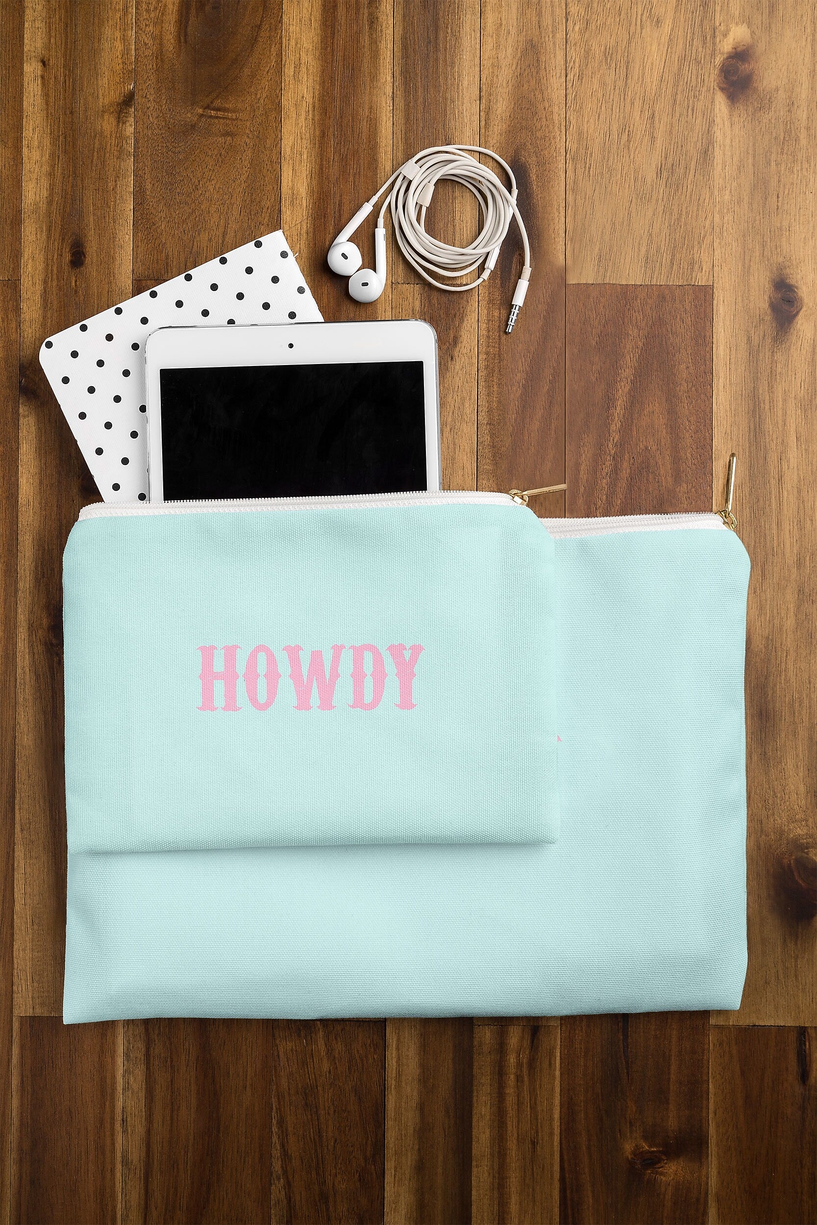 DENY Designs HOWDY 8.5" Polyester Travel Pouch, Water Resistant, Multicolored (85473-WPOFSM)
