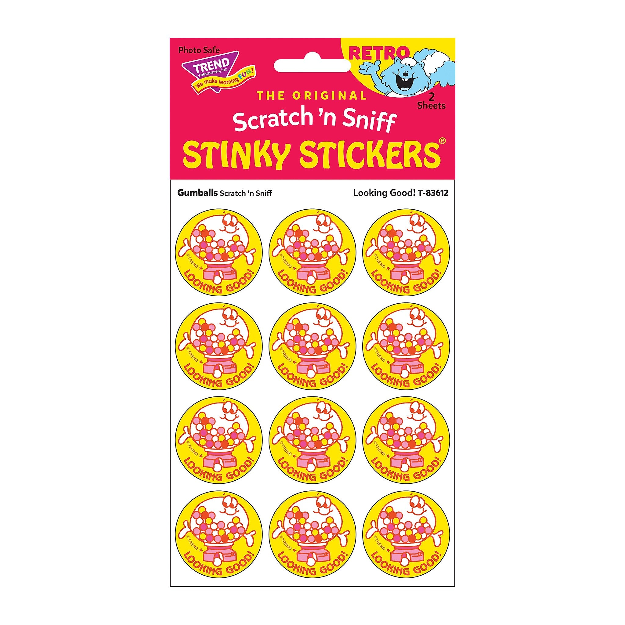 Trend Enterprises Looking Good!/Gumball Scented Stickers, Assorted Colors, 24/Pack, 6 Packs/Bundle (T-83612-6)