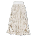Cut-End Wet Mop Head, Cotton, #16, White, 12/carton