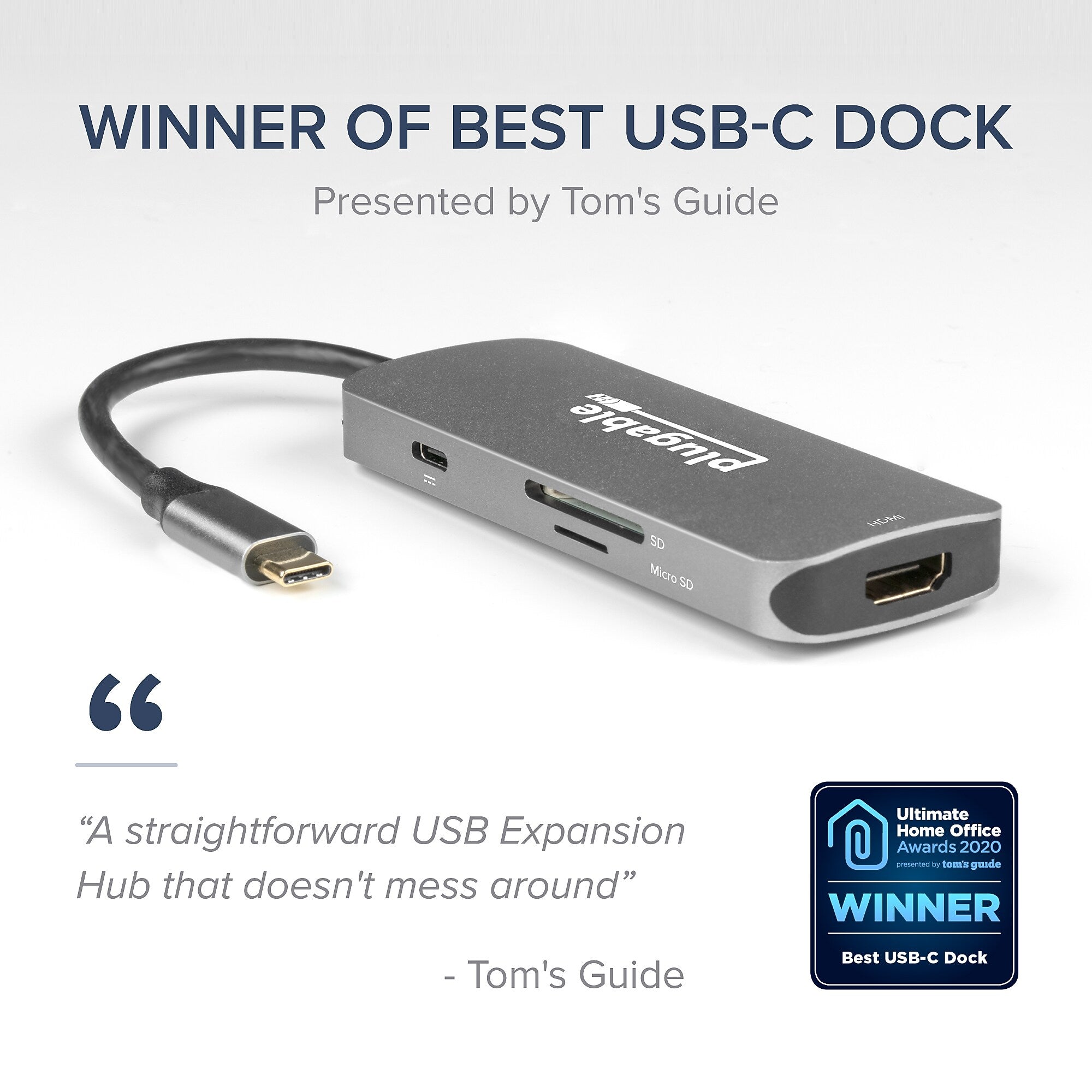 Plugable USB C Hub Multiport Adapter, 7-in-1 Hub, 87W Charging (USBC-7IN1)