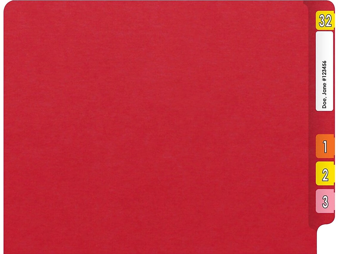 Medical Arts Press Heavy-Duty End Tab File Folder, Straight Cut, Letter-Size, Red, 40/Box (S-09459-RED)