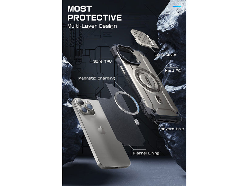 SUPCASE Unicorn Beetle MAG XT MagSafe Rugged Case for iPhone 15 Pro Max, Shock-Absorbing, Titan Gray