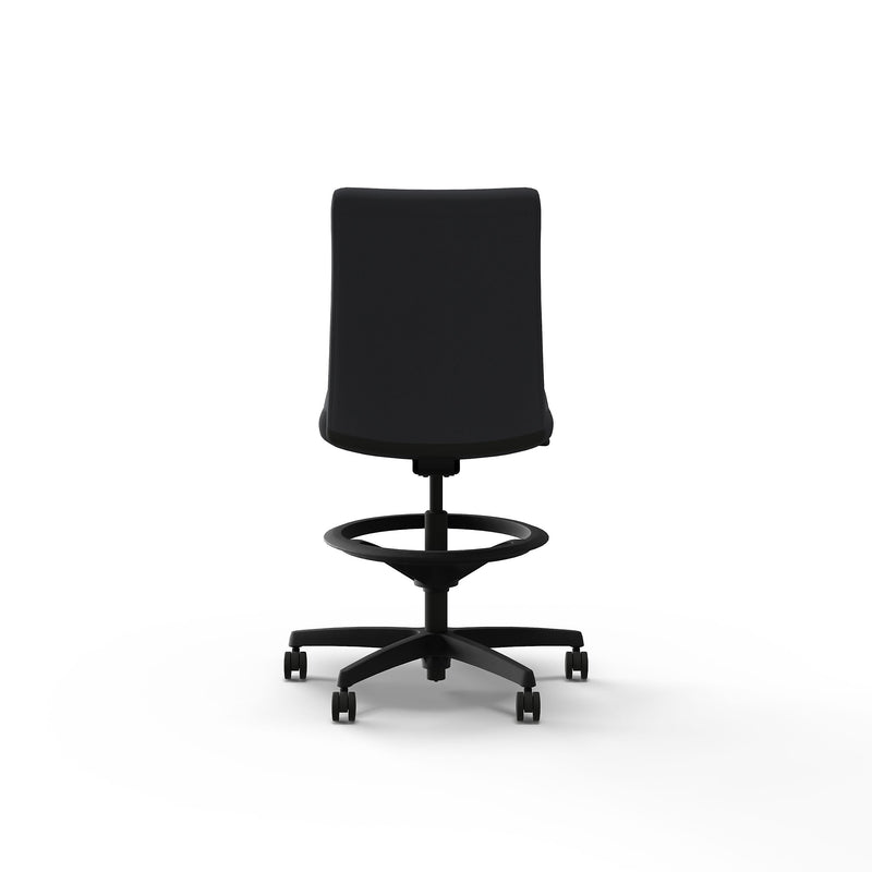 HON Ignition Armless Vinyl Task Stool with Backrest and Footrest, Basalt (HITS5.N.H.U.SX23.T.SB)