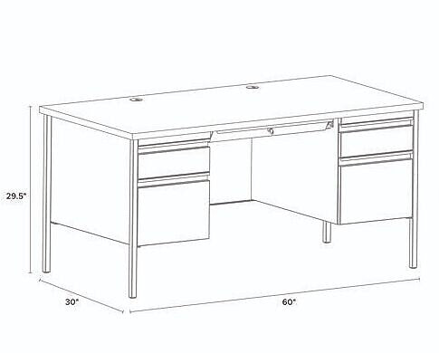 Alera 60"W Double Pedestal Desk, Mahogany/Charcoal (ALEHSD6030CM)
