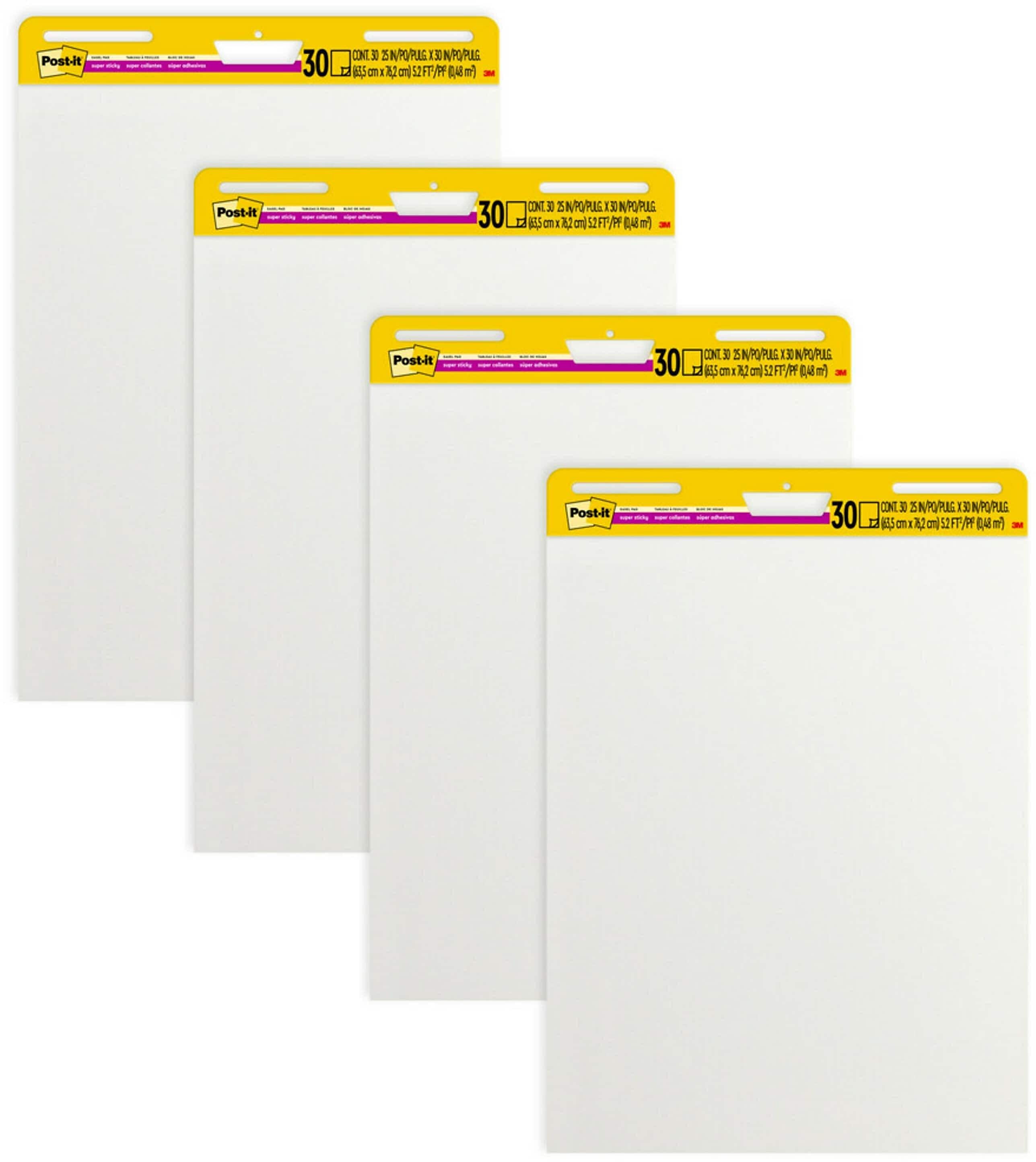 Post-it Super Sticky Easel Pad, 25" x 30", 30 Sheets/Pad, 4 Pads/Pack (559-VAD-4PK)