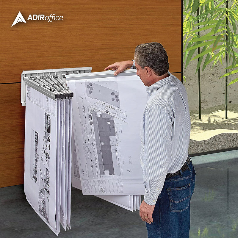 AdirOffice Steel Hanging Wall File, For Blueprint & Large-Format Files, White (617-WHI-KIT1)