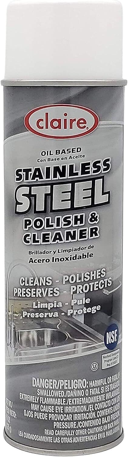 Claire Stainless Steel and Polish Cleaner Degreaser, Lemon Scent, 15 oz. (CL841)