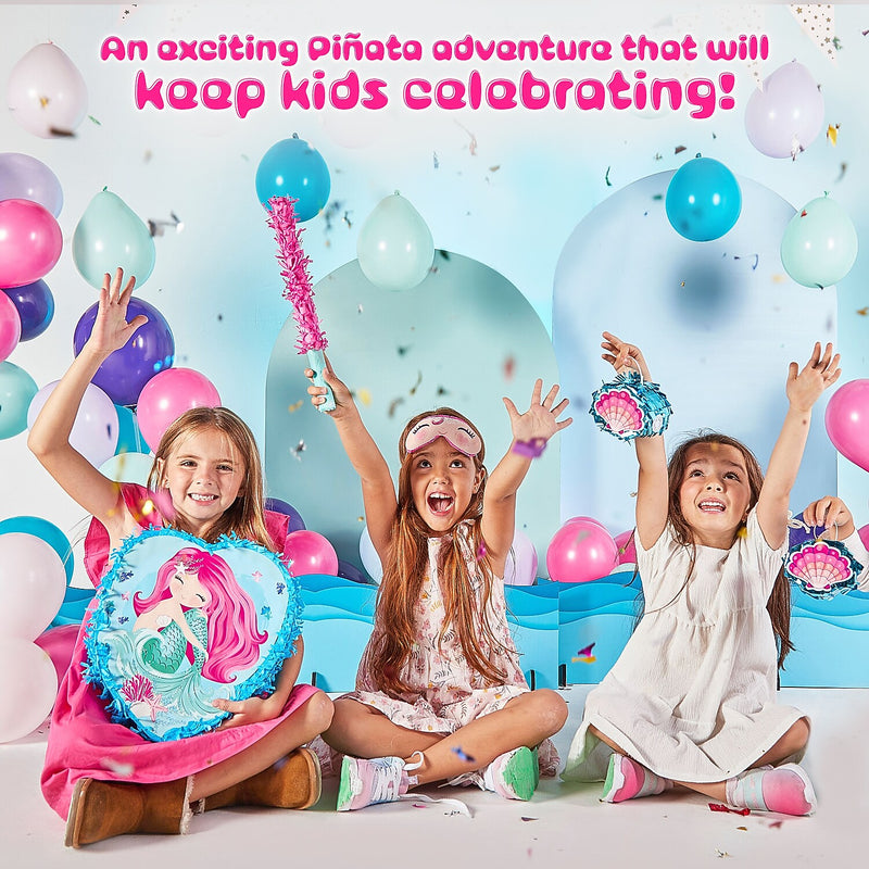 JITTERYGIT Mermaid Pinata Treasure Hunt Under the Sea Game Set, 2 in 1 Pieces/Pack (MERMAID-PINATA - BLUE & PINK)