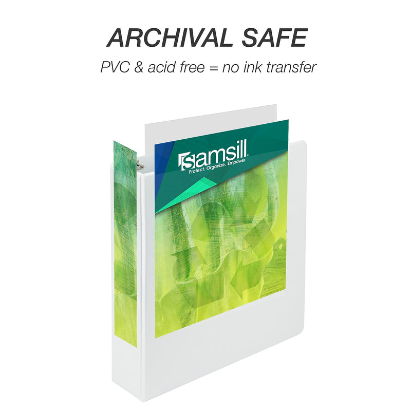 Samsill Earth's Choice Plant-Based Durable 2" View Binders, 3 Ring Binder, Made in USA, White, 4/Pack (I08967)