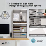 AdirOffice 500 Series 16-Compartment Literature Organizers, 20" x 11.8", White, 2/Pack (500-16-WHI-2PK)
