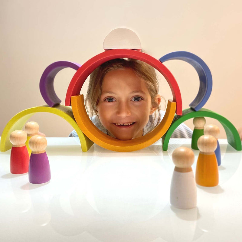 Extasticks Willie's Rainbow World Wooden Arches And Peg Dolls Set With Book, 16 Pieces/Pack (EXAE3304)