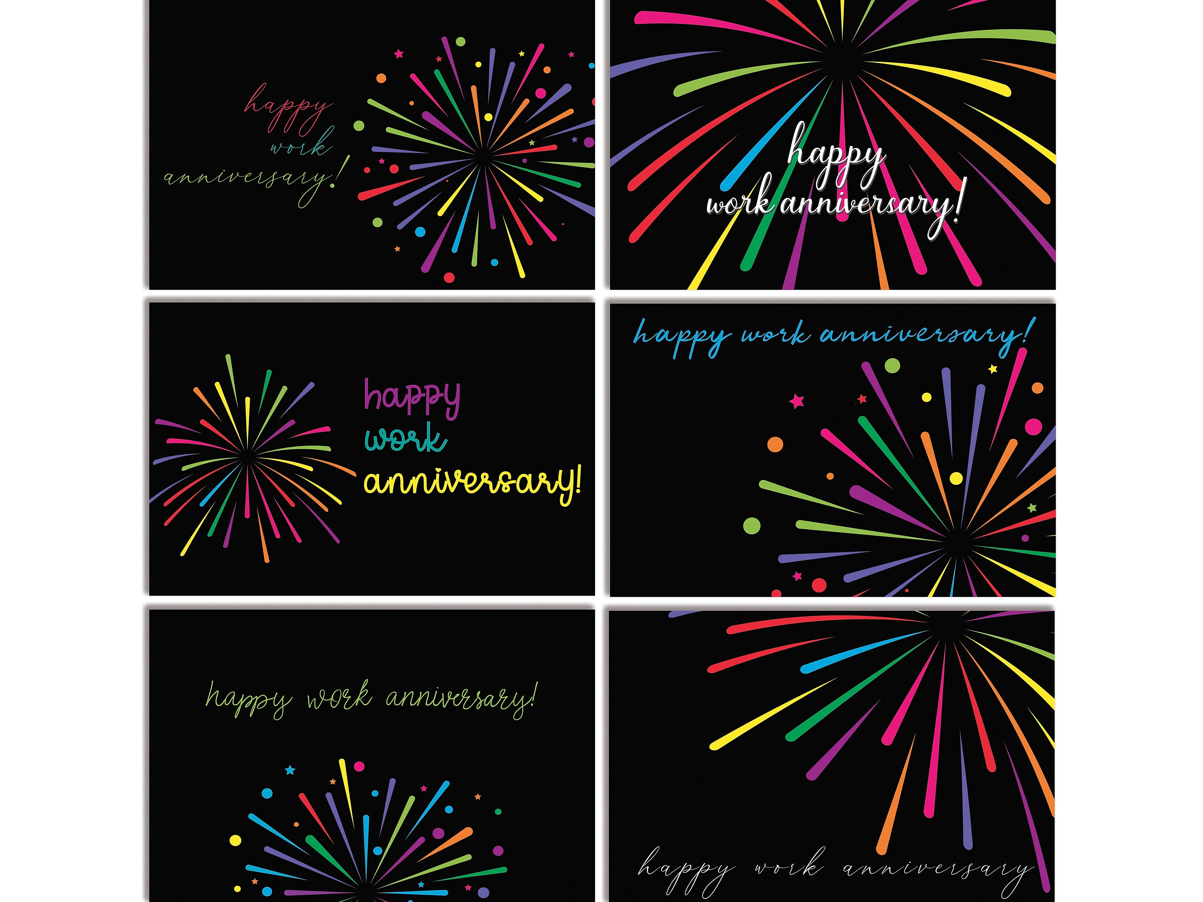 Better Office Fireworks Employee Appreciation Cards with Envelopes, 4" x 6", Assorted Colors, 36/Pack (64636-36PK)
