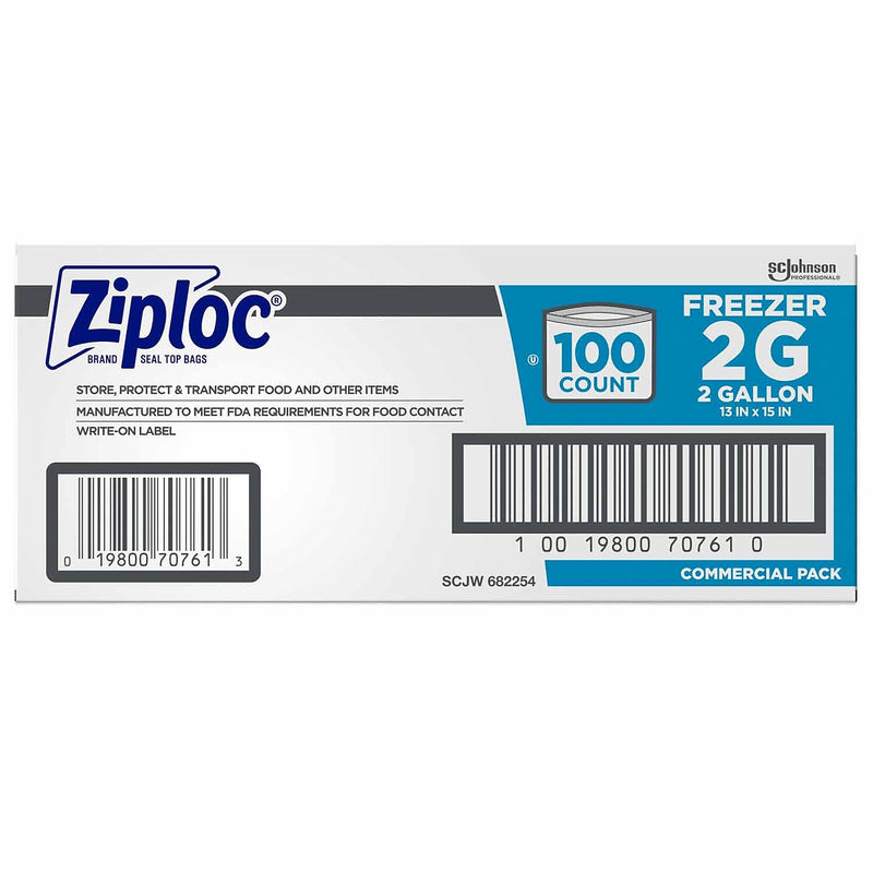 Ziploc Double Zipper Freezer Storage Bags, 2 Gallon, 100 Bags/Carton (682254)