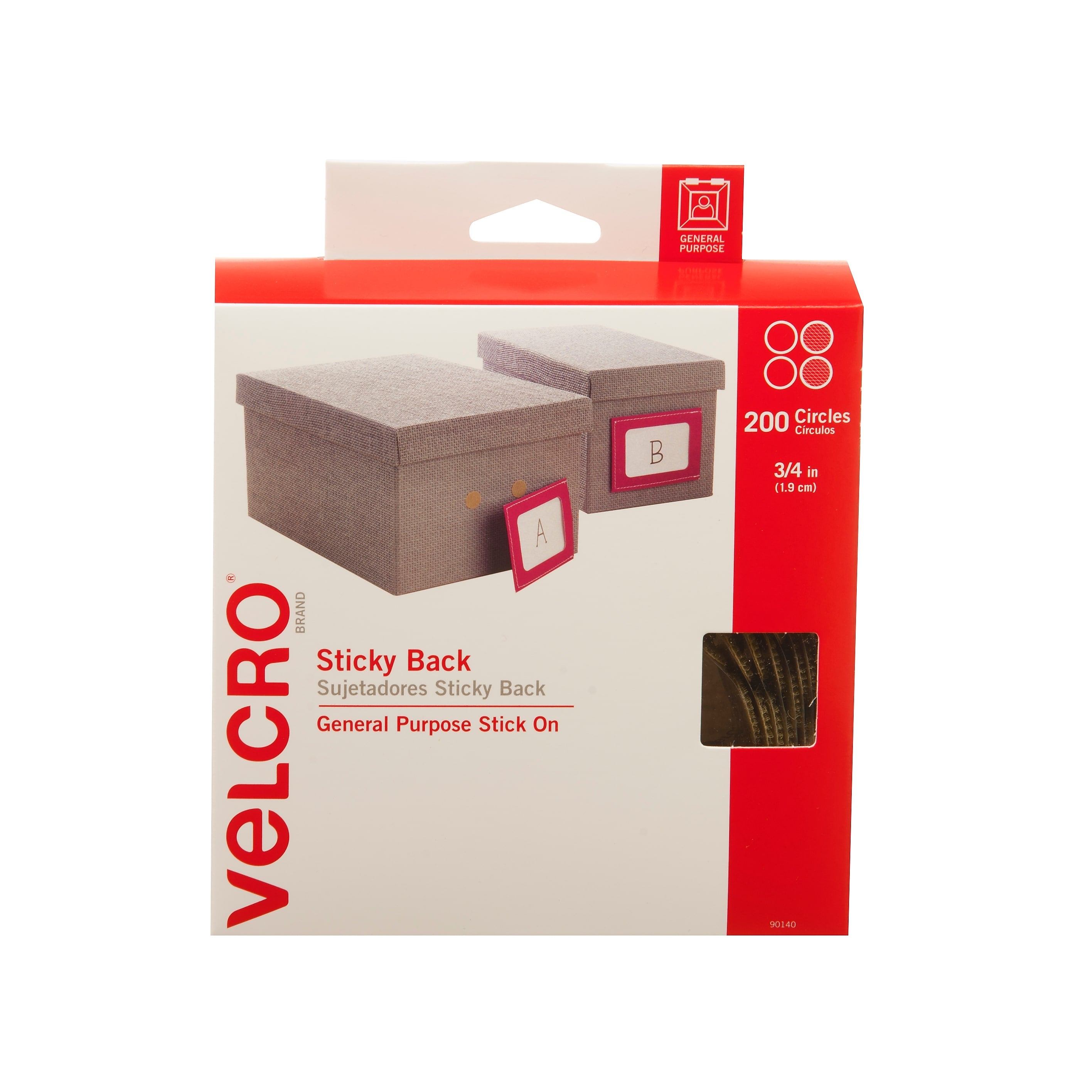 Velcro® Brand 3/4" Sticky Back Hook & Loop Fastener Dots, Beige, 200/Pack (90140)