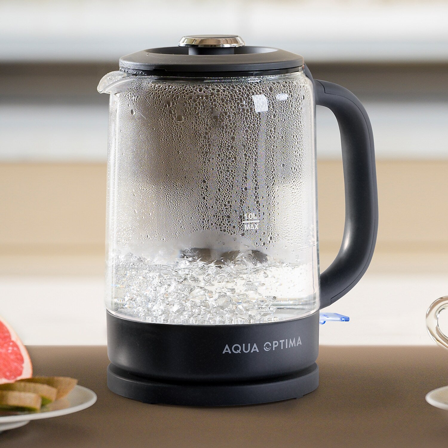 Aqua Optima KT3001 Glass Electric Kettle with Water Filter, 7-Cups, Black