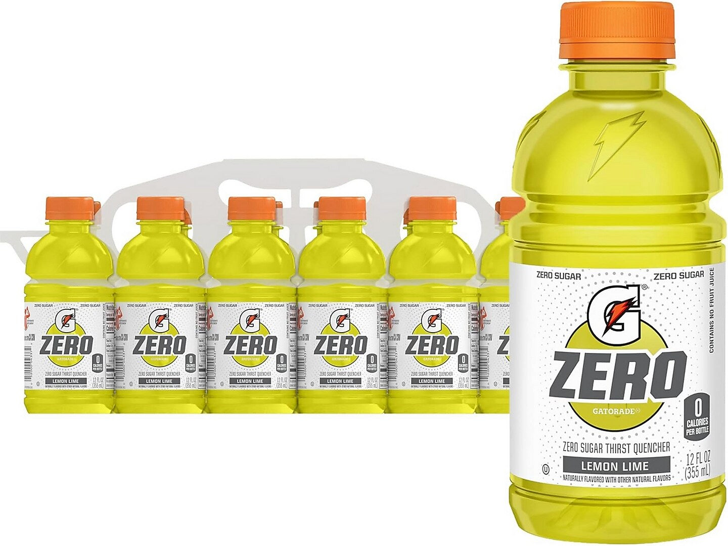 Gatorade Zero Sugar-Free Lemon-Lime Sports Drink, 12 fl. oz., 24 Bottles/Carton (4337)