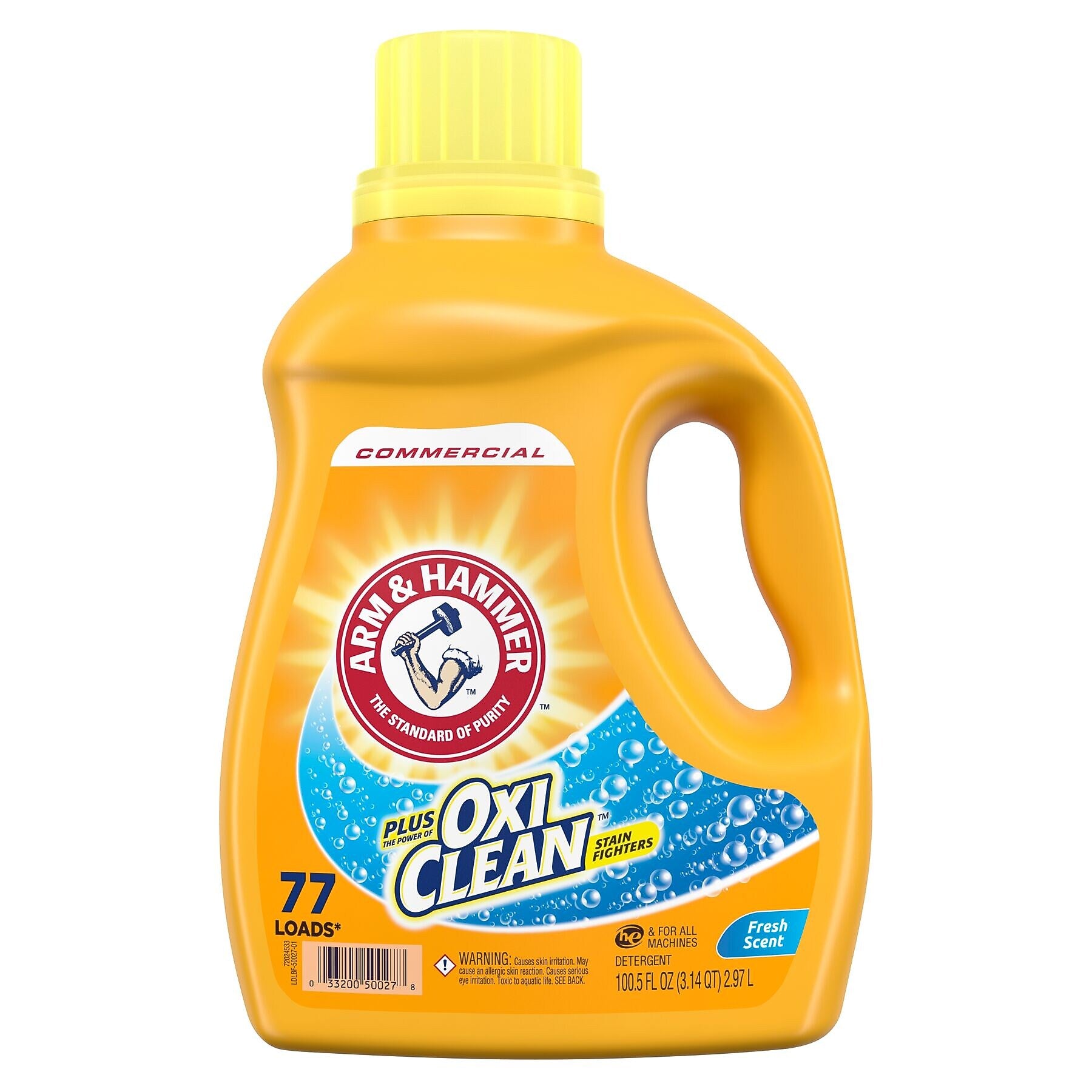 Arm & Hammer OxiClean HE Concentrated Liquid Laundry Detergent, Fresh, 77 Loads, 100.5 oz., 4/Carton (CDC3320050027)